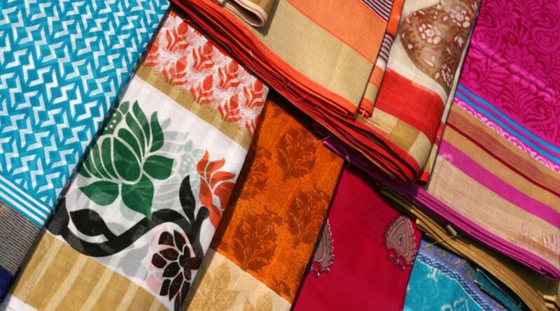 Indian saris or Sarees stacked